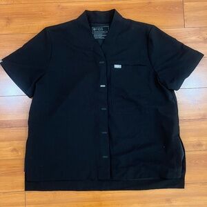 Figs  Women Classic Collar Shawl Scrub Top Size XL Black PO# 1759